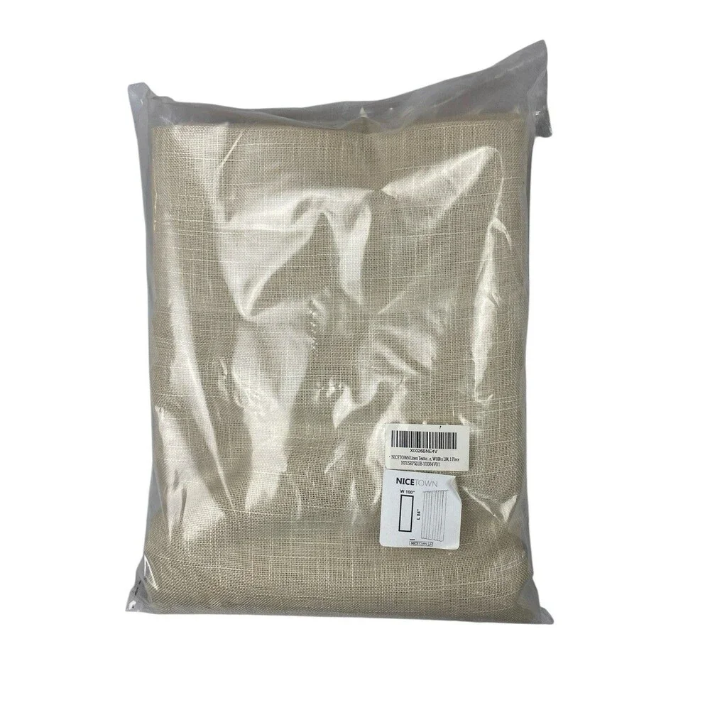 NICETOWN Linen Textured Curtain Panel 100x84 Beige Slub Rod Pocket 1 Panel NWT